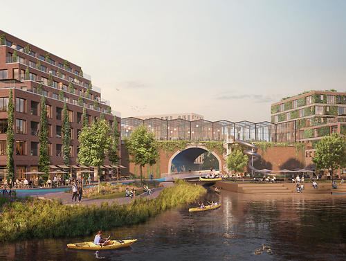 Im Wilhelmsburger Rathausviertel wird der neue Hamburg-Standard erstmals in der Praxis angewendet, Rendering: IBA Hamburg