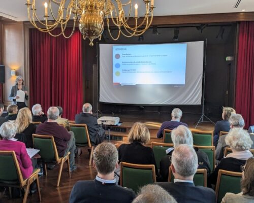 Susanne Kohler von der Sozialbehörde referierte bei der Bündnis-Sitzung am 01. April 2025 über neue Modellvorhaben und erweiterte Fördermöglichkeiten.