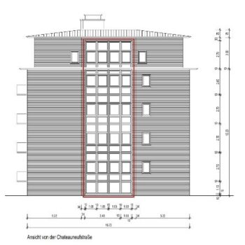 Ansicht der neuen Fassade: Energieeffiziente Lösung mit integrierten Fenstern