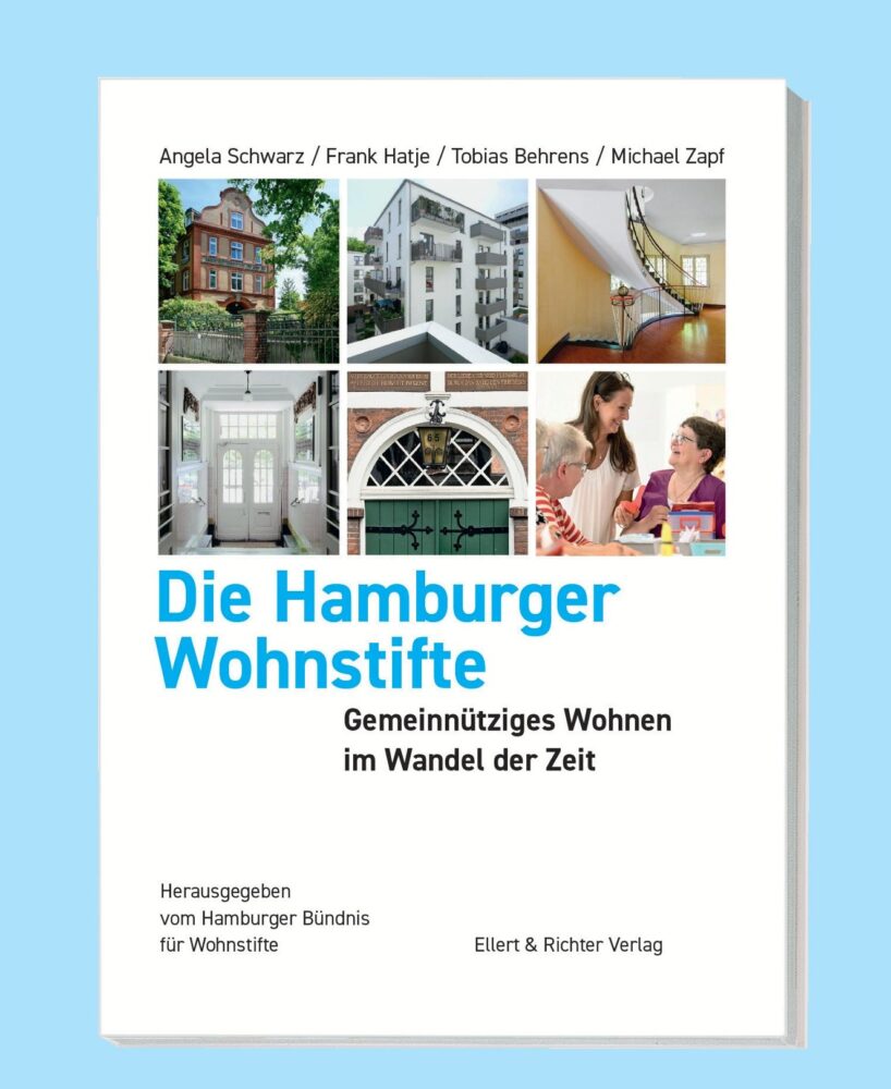 Buchcover mit dem Titel „Die Hamburger Wohnstifte – Gemeinnütziges Wohnen im Wandel der Zeit“